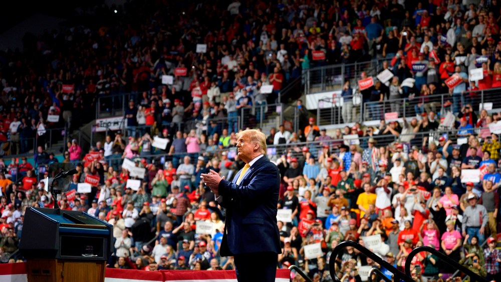 Image: President Donald Trump arrives to a rally in Colorado Springs on Feb., 20, 2020.