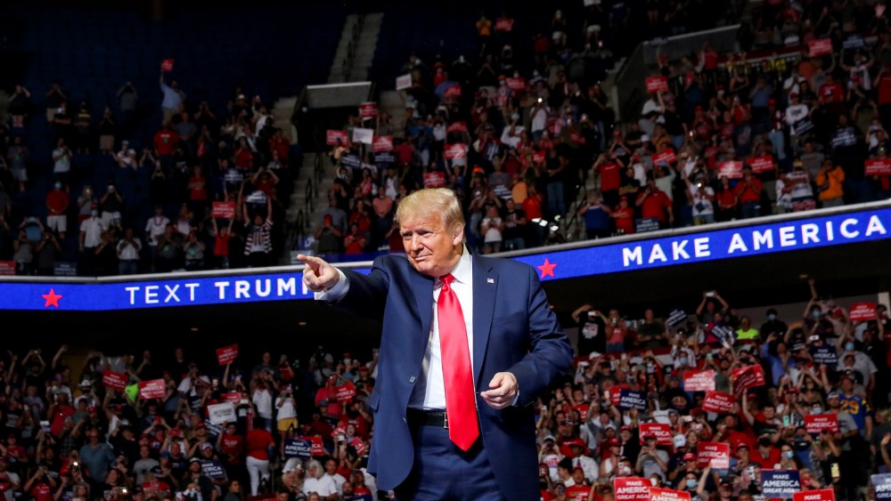 Image: President Donald Trump arrives for a campaign rally in Tulsa, Okla., on June 20, 2020.