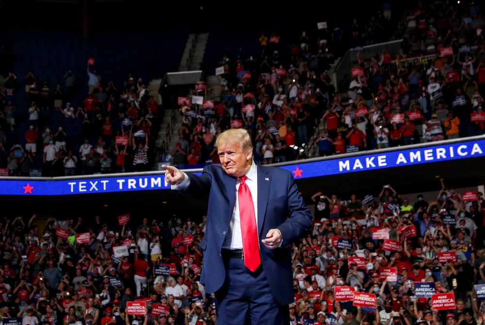 Image: President Donald Trump arrives for a campaign rally in Tulsa, Okla., on June 20, 2020.