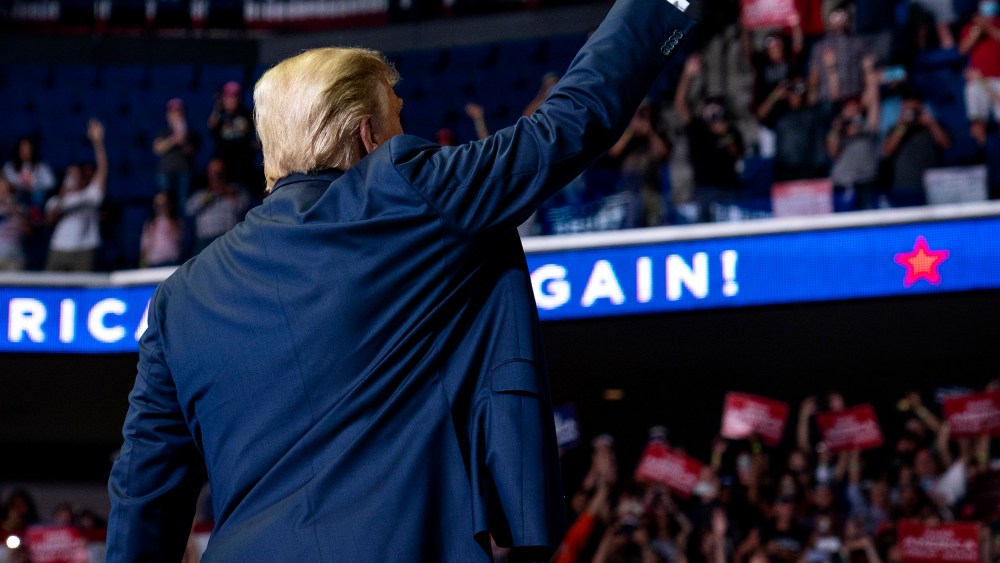 Image: President Donald Trump arrives to a campaign rally in Tulsa, Okla., on June 20, 2020.