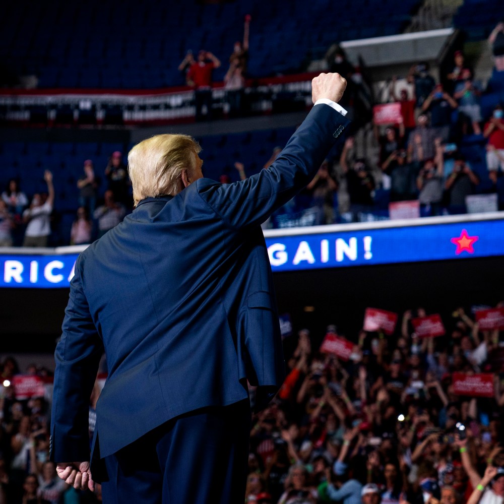 Image: President Donald Trump arrives to a campaign rally in Tulsa, Okla., on June 20, 2020.