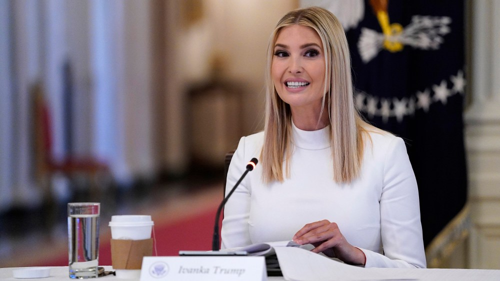 Image: Ivanka Trump speaks during a meeting in the East Room of the White House.