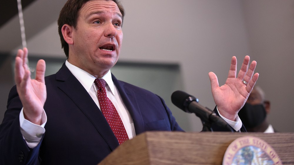 Florida Gov. Ron DeSantis speaks during a press conference in Apopka, Fla., on July 17, 2020.