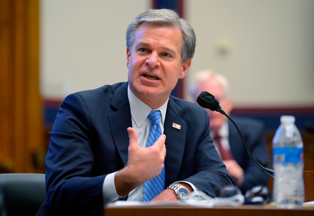 Image: Christopher Wray testifies on Capitol Hill