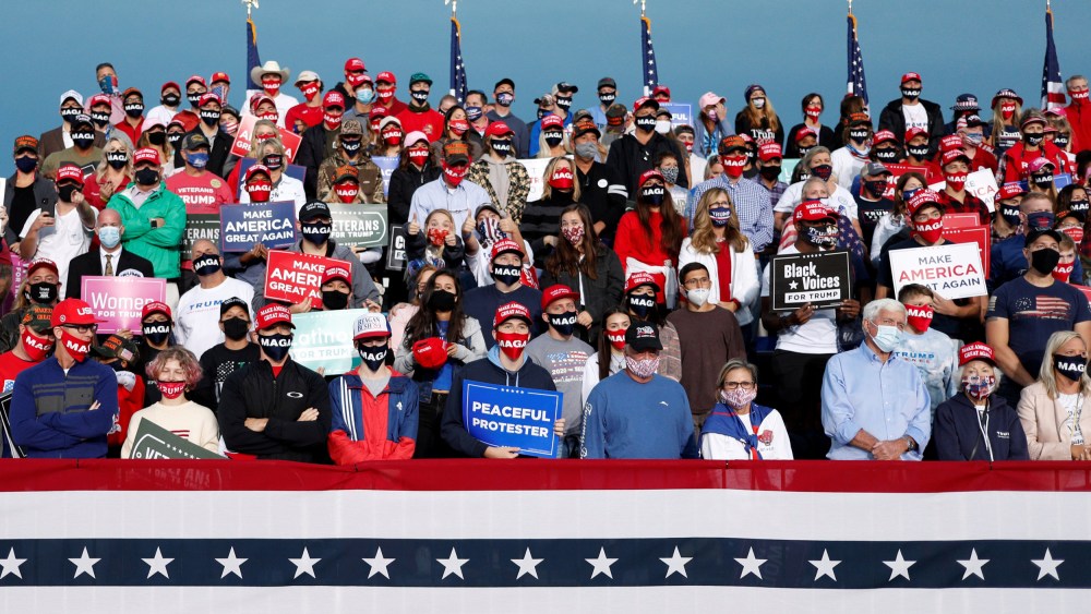 Image: U.S. President Donald Trump attends a campaign event in Fayetteville