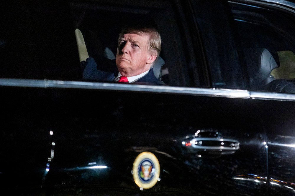Image: President Donald Trump rides in the presidential limo to deliver his State of the Union at the Capitol on Feb. 5, 2019.