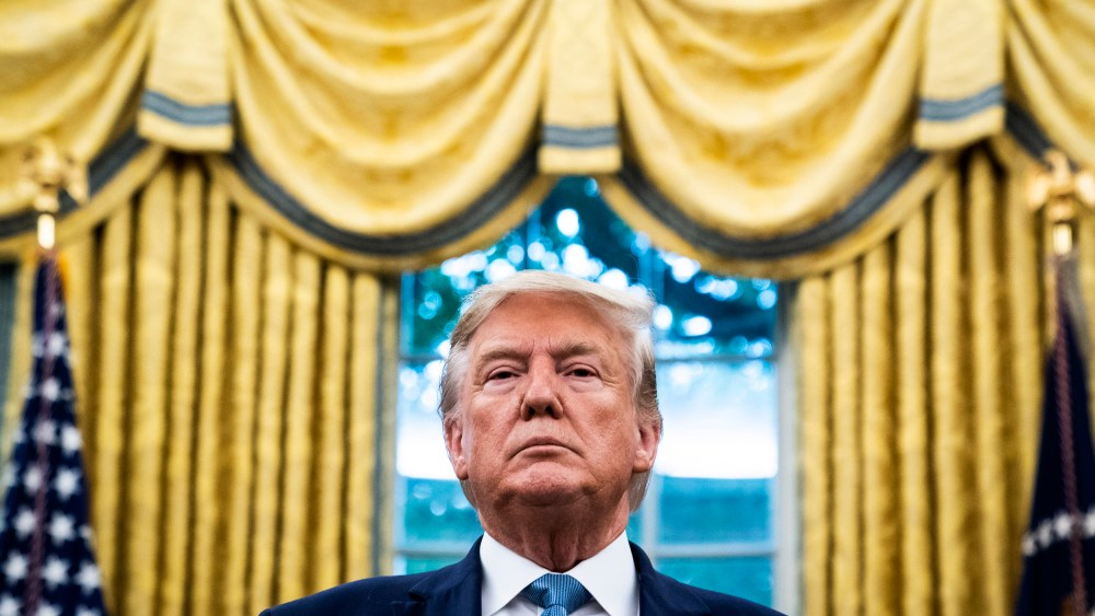 Image: President Donald Trump in the Oval Office on Oct. 8, 2019.