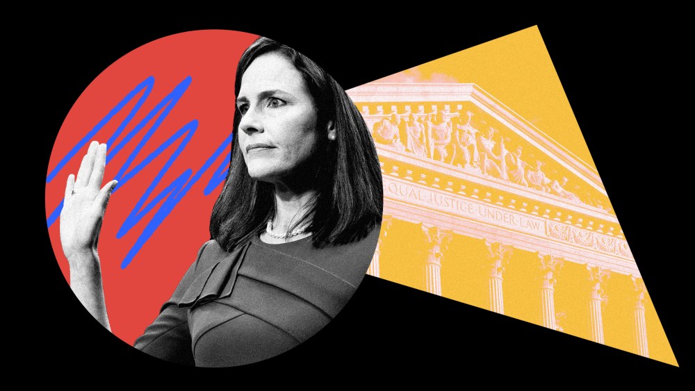 Image: Amy Coney Barrett faced questioning by Senators at her Supreme Court confirmation hearings on Monday and Tuesday.