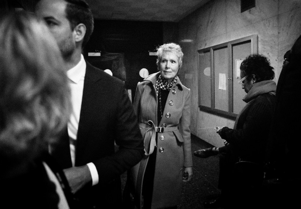 Image: E. Jean Carroll arrives at New York State Supreme Court in Manhattan for a hearing on her lawsuit against President Donald Trump on March 4, 2020.