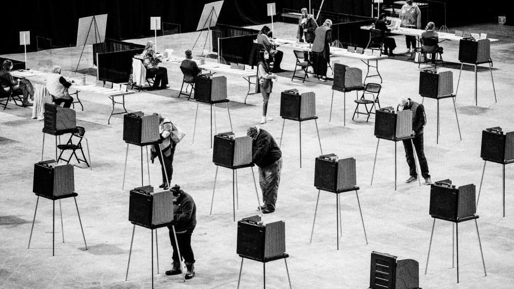 IMage: Voters cast ballots in Bangor, Maine, on Election Day.