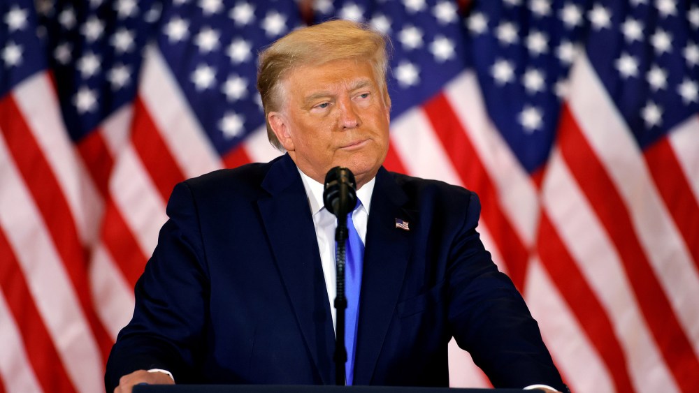 Image: President Donald Trump speaks about early results from the 2020 U.S. presidential election in the East Room of the White House