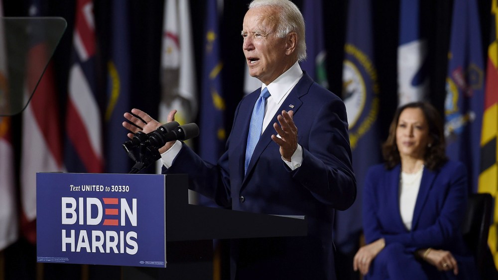 Image: Democratic presidential nominee Joe Biden and his vice presidential running mate Senator Kamala Harris in Wilmington, Del.
