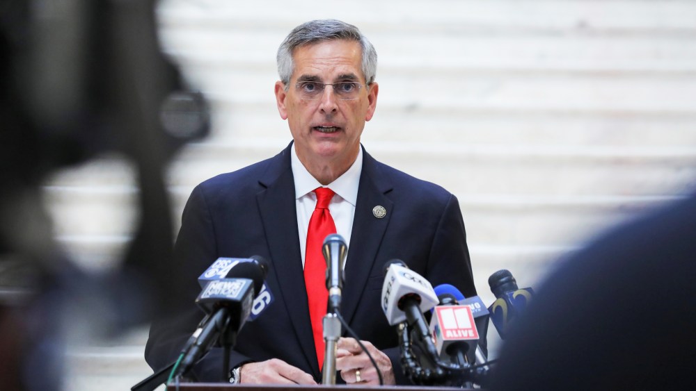 Image: Georgia Secretary of State Brad Raffensperger gives an update on the state of the election and ballot count during a news conference at the State Capitol in Atlanta, Georgia