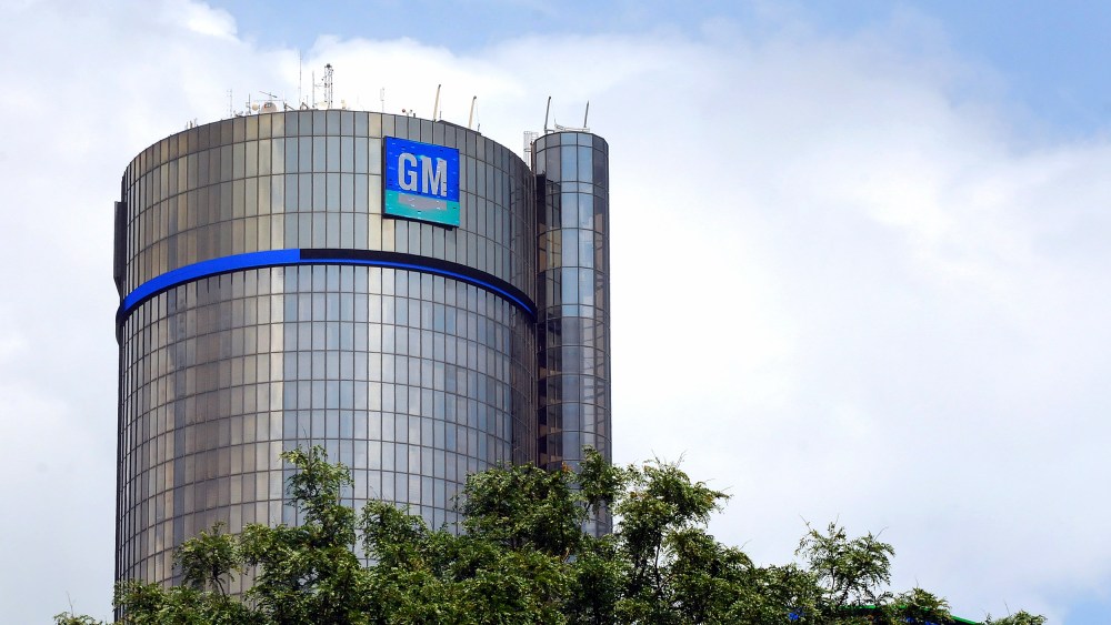 The General Motors world headquarters office is seen at