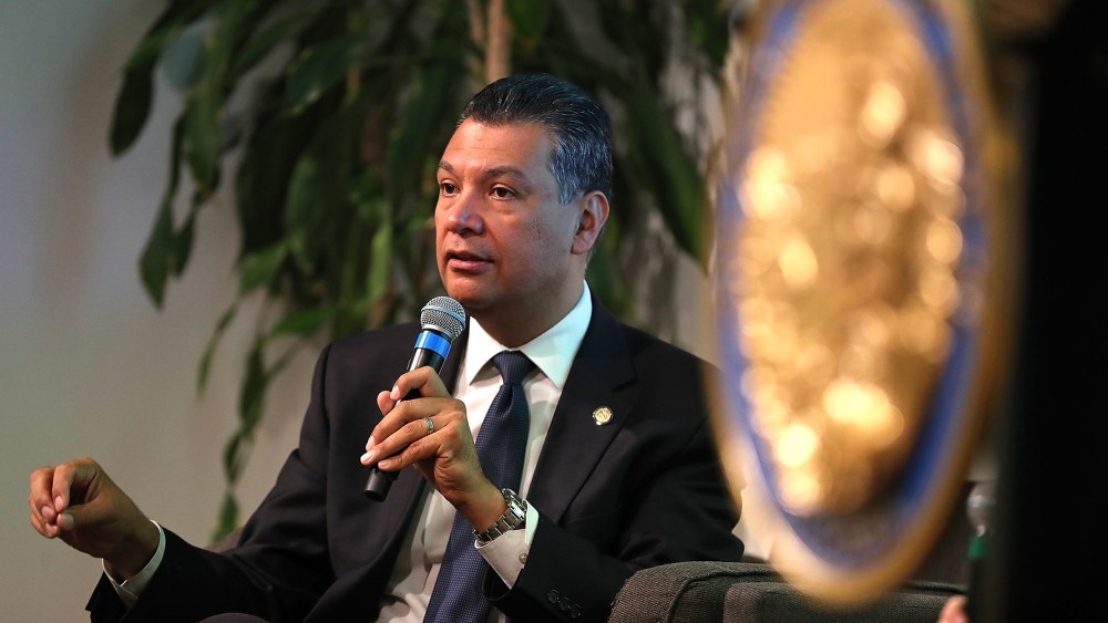 Alex Padilla, California's secretary of state, speaks in San Francisco in 2018.