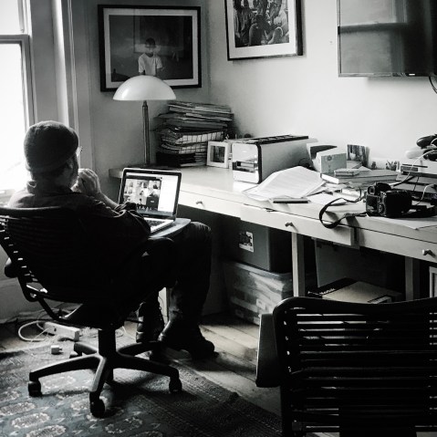 Image: A teacher at New York University conducts class from home in Brooklyn on March 13, 2020.