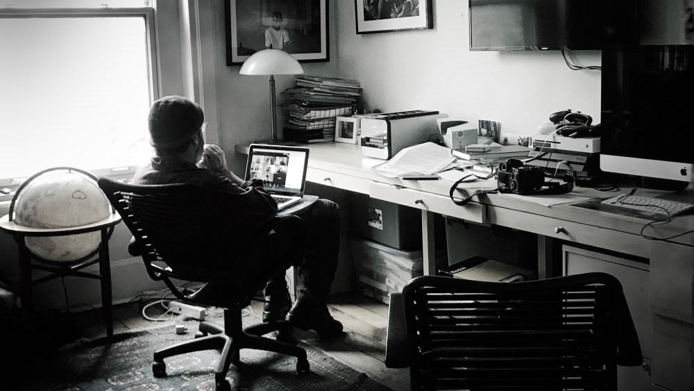 Image: A teacher at New York University conducts class from home in Brooklyn on March 13, 2020.
