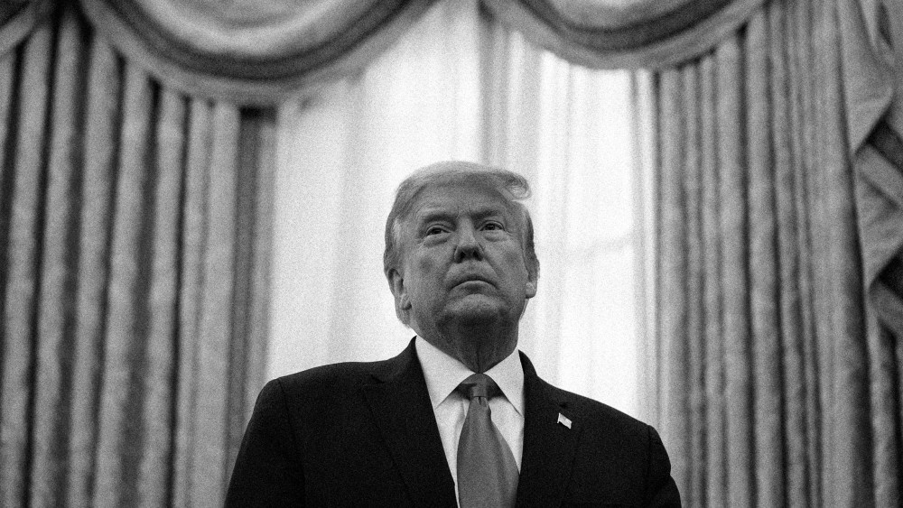 Image: Donald Trump stands in the Oval Office of the White House.