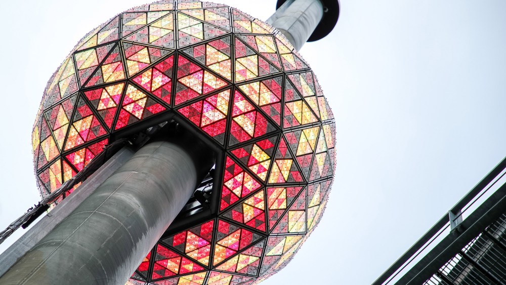 Image: The New Year's Eve Ball during testing before the official Times Square Celebration o