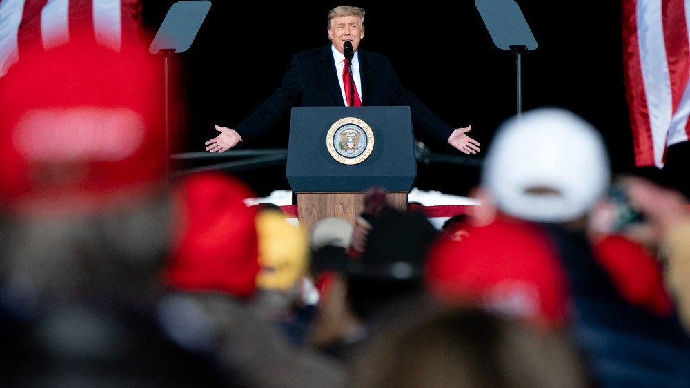 President Trump Campaigns For Republican Senate Candidates Loeffler And Perdue
