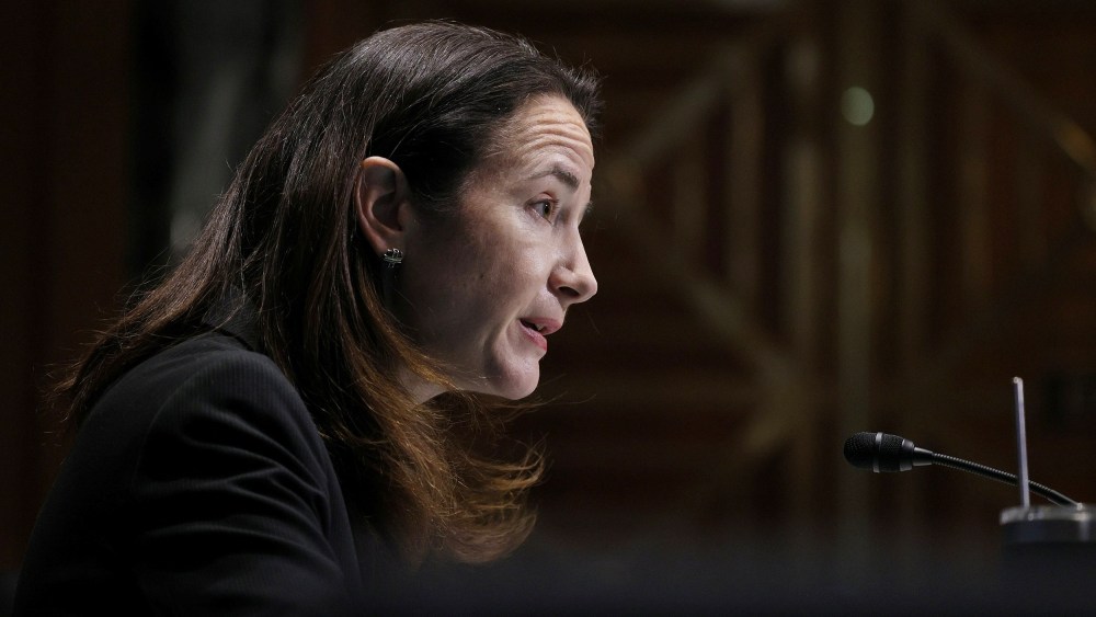 Image: Avril Haines s during her confirmation hearing in Washington