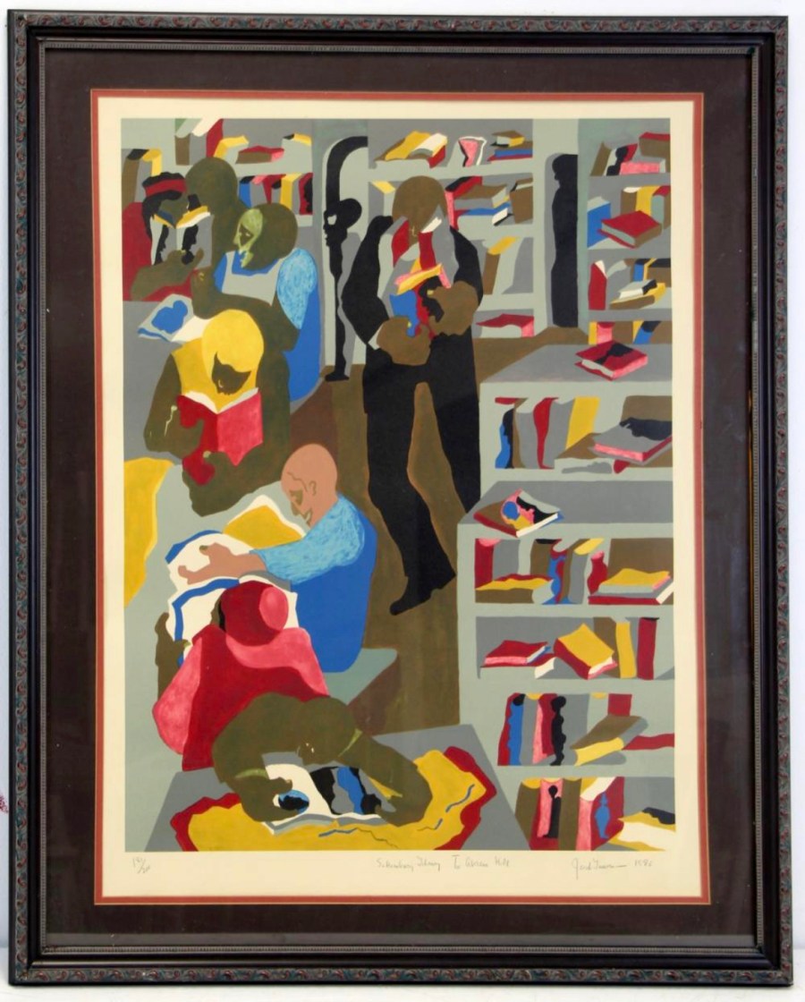 Image: 'Schomburg Library 1986' by Jacob Lawrence