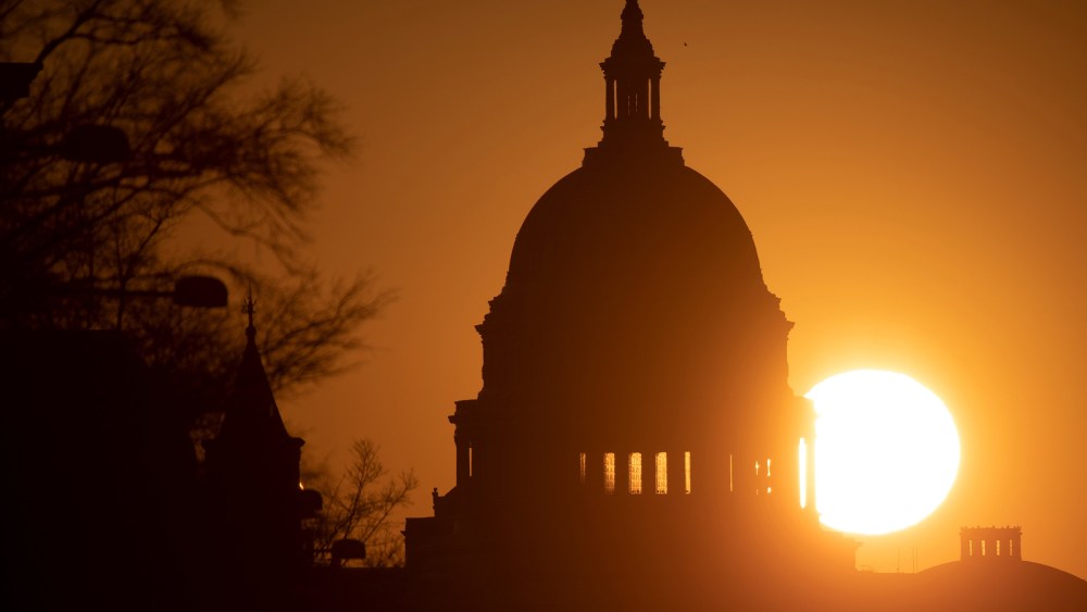 Image: Sunrise over the U.S. Capitol ahead of former President Trump?EUR(TM)s impeachment trial in Washington