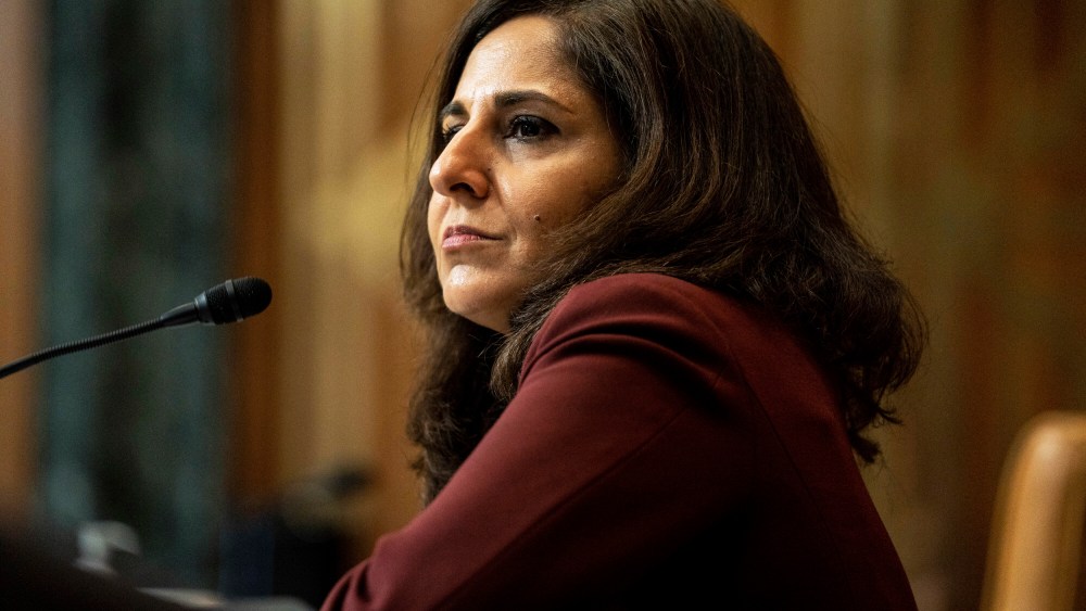 Image: Neera Tanden appears before a Senate Committee on the Budget hearing on Capitol Hill on Feb. 10, 2021.