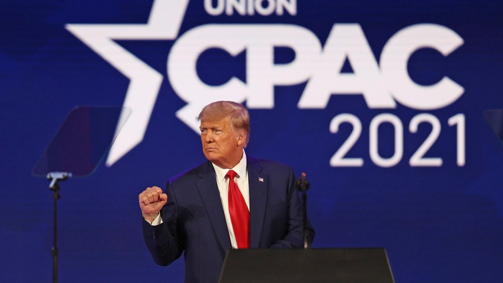 Former President Donald Trump addresses the Conservative Political Action Conference on Feb. 28, 2021 in Orlando, Fla.