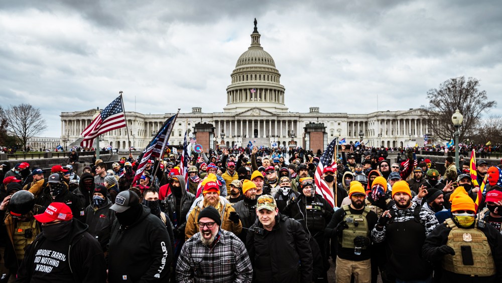 Pro-Trump protesters gather in front of the Capitol on Jan. 6, 2021.