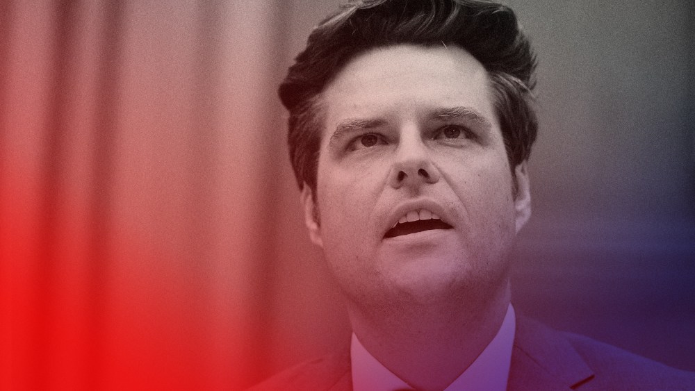 Image: Matt Gaetz speaks during a hearing.