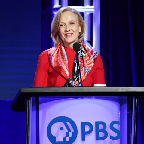 President and CEO of PBS, Paula Kerger speaks during the PBS segment of the 2020 Winter TCA Press Tour on Jan. 10, 2020 in Pasadena, Calif.
