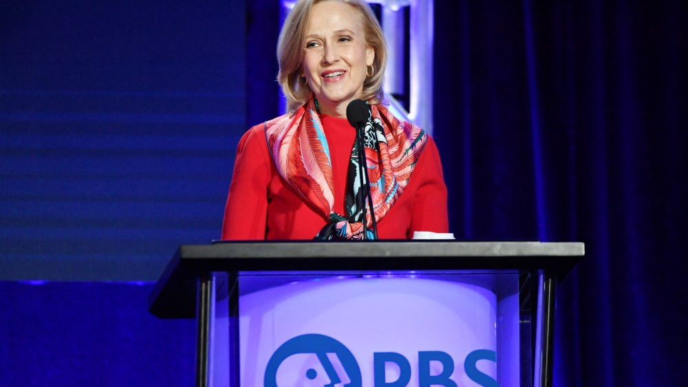President and CEO of PBS, Paula Kerger speaks during the PBS segment of the 2020 Winter TCA Press Tour on Jan. 10, 2020 in Pasadena, Calif.