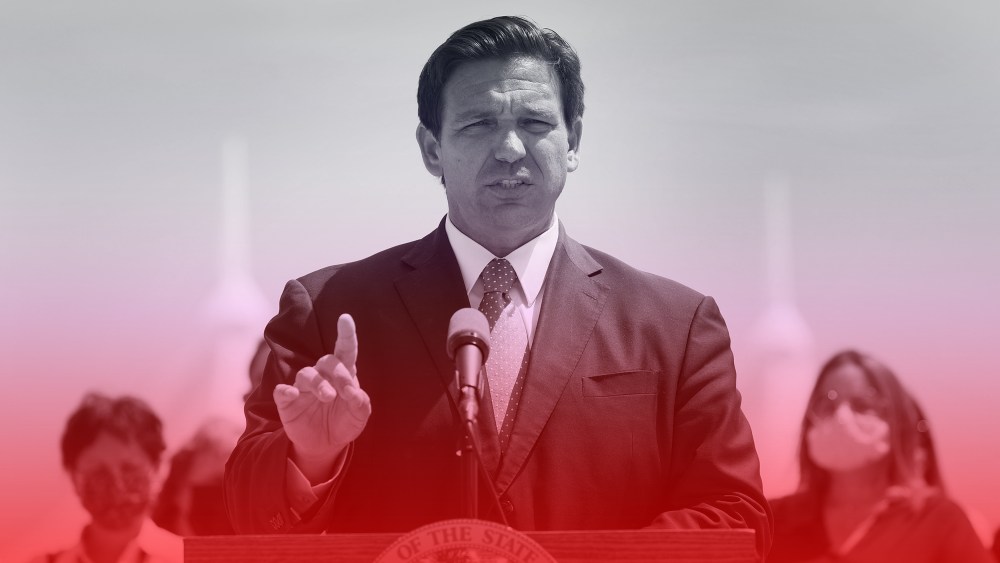 Image: Florida Gov. Ron DeSantis speaks to the media