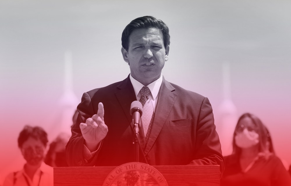 Image: Florida Gov. Ron DeSantis speaks to the media
