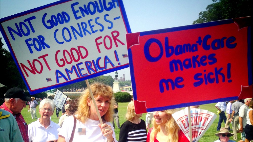 Image: Protesters at a demonstration against Obamacare near the Capitol in Washington on Sept. 10, 2013.