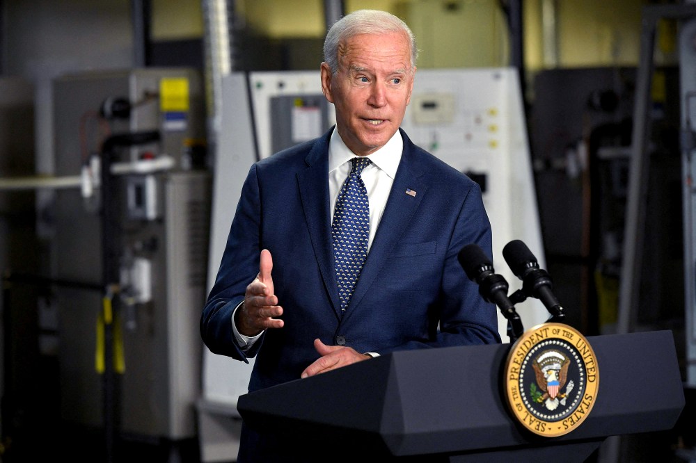 Image: President Joe Biden speaks following a tour of Tidewater Community College in Norfolk, Va., on May 3, 2021.