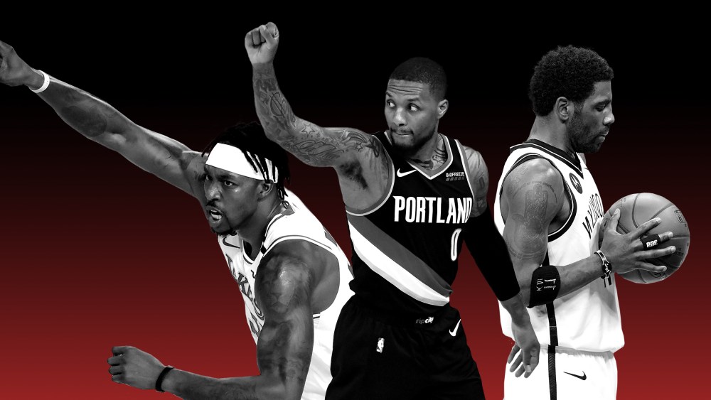 Photo illustration: Dwight Howard, Damian Lillard and Kyrie Irving.