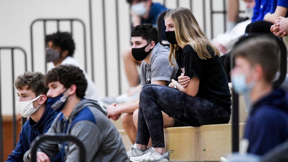 Students attend an assembly at Wilson High School in West Lawn, Pa., on April 13, 2021.