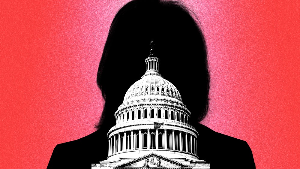 Photo illustration: The Capitol dome inside the silhouette of a woman.