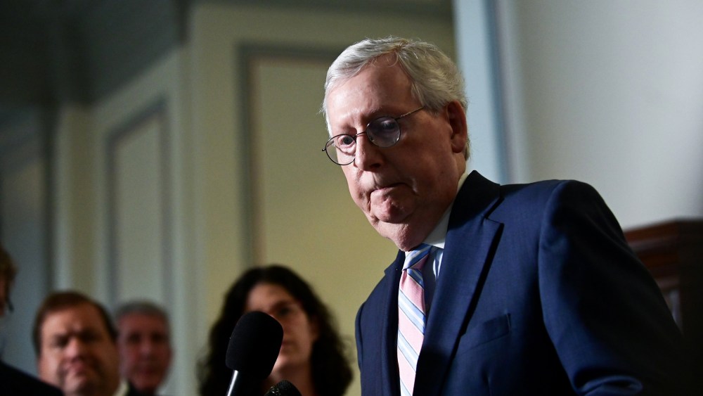 Senate Minority Leader Mitch McConnell, R-Ky., speaks on Capitol Hill on May 25, 2021.