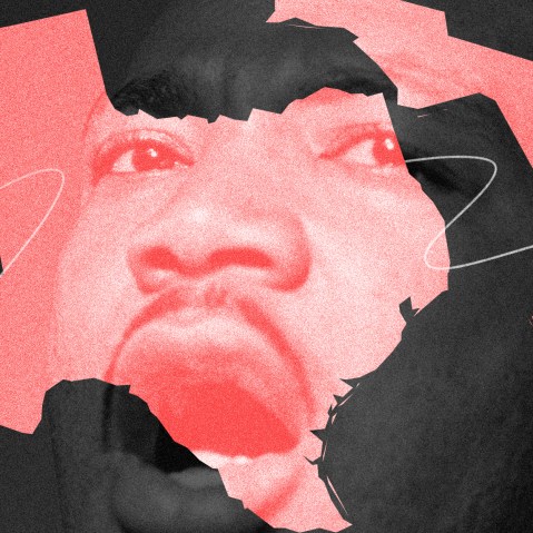 Photo illustration: Image of Martin Luther King Jr. shown through the state outlines of Texas and Florida.