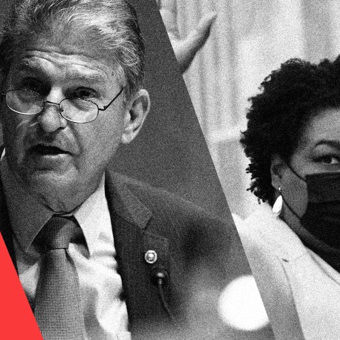 Photo illustration: Joe Manchin and Stacey Abrams