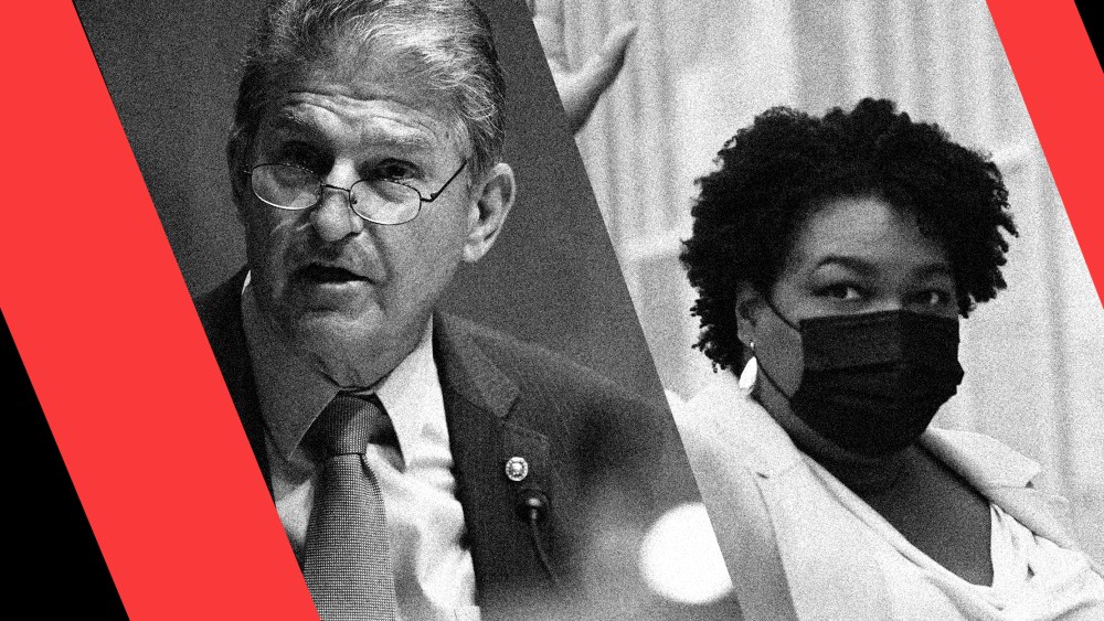 Photo illustration: Joe Manchin and Stacey Abrams