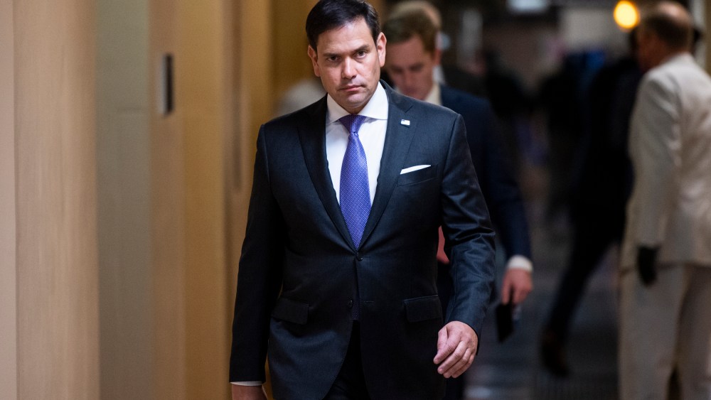 Sen. Marco Rubio, R-Fla., walks to the Senate subway after a vote in the U.S. Capitol on May 26, 2021.