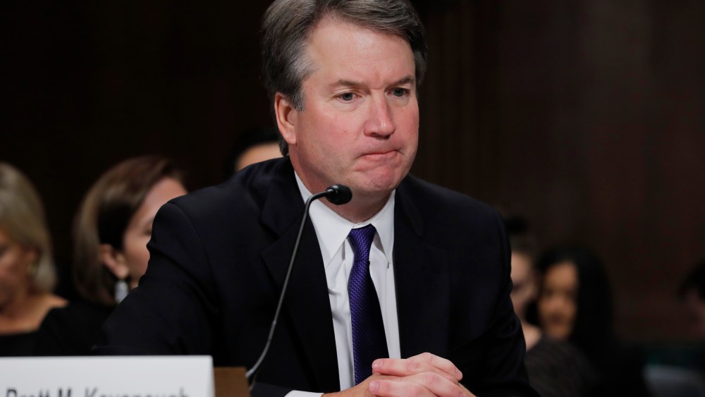 Judge Brett Kavanaugh testifies during his confirmation hearing on Capitol Hill on Sept. 27, 2018.