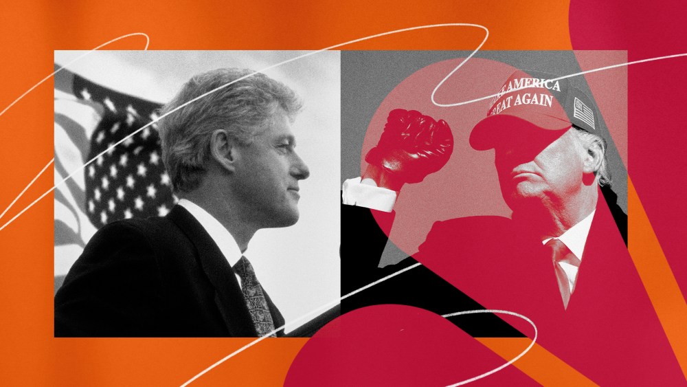 Illustration of photos of former Presidents Bill Clinton and Donald Trump