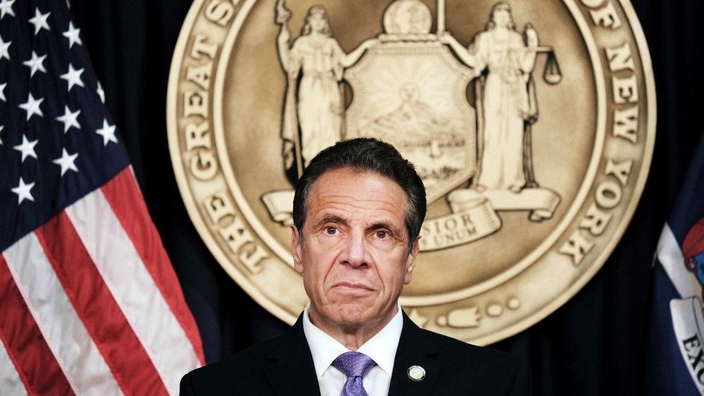 Gov. Andrew Cuomo holds a news conference in New York on May 5, 2021.