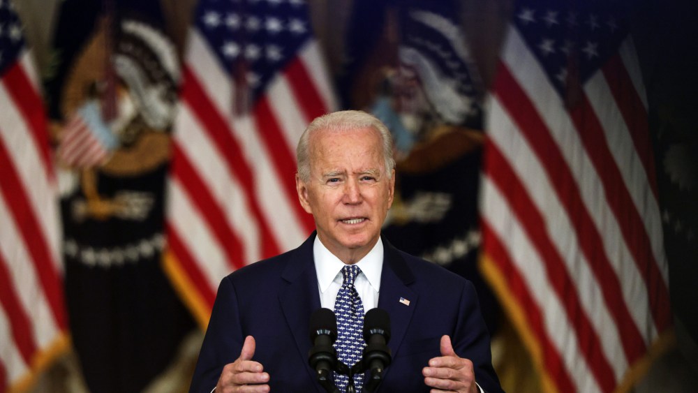 President Joe Biden speaks in the East Room of the White House on Aug. 10, 2021.