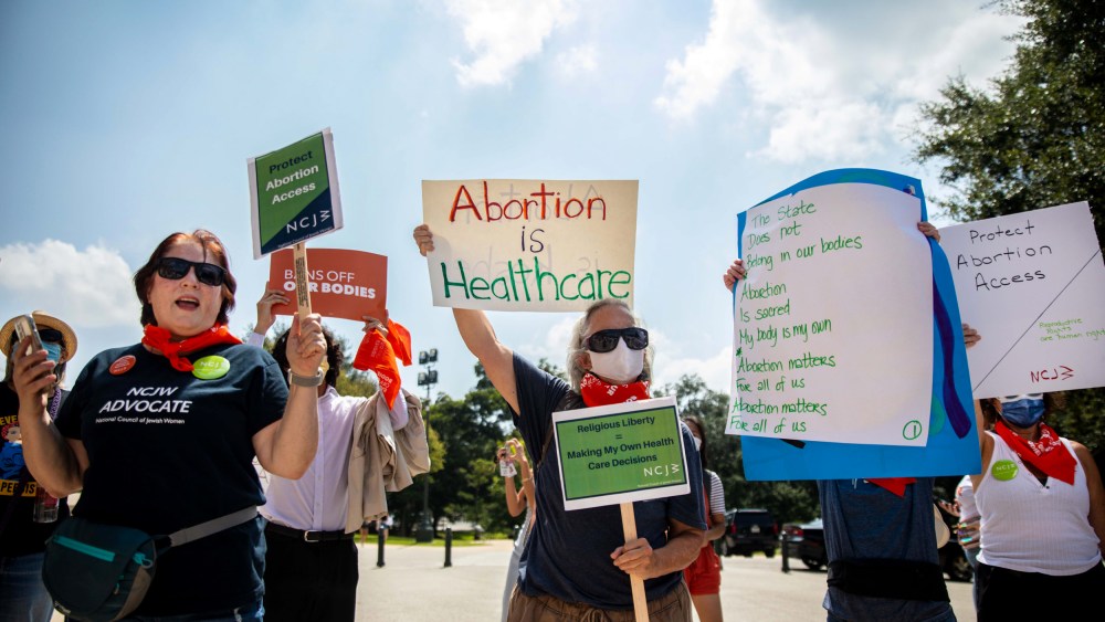 Image: A protest in support of abortion access outside the Capitol in Austin, Texas, on Sept. 1, 2021.